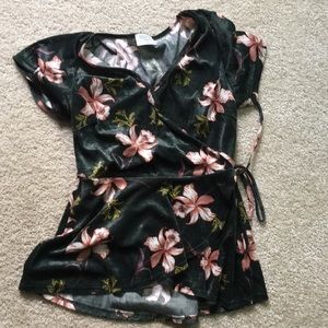 Velvet wrap top